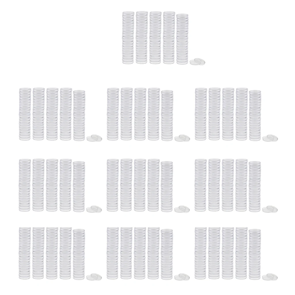 Clear Round Coin Capsules Coin Storage Boxes Display Case Holder, Pack of 1000 Clear Round Coin Capsules Coin Storage Boxes Display Case Holder, Pack of 1000