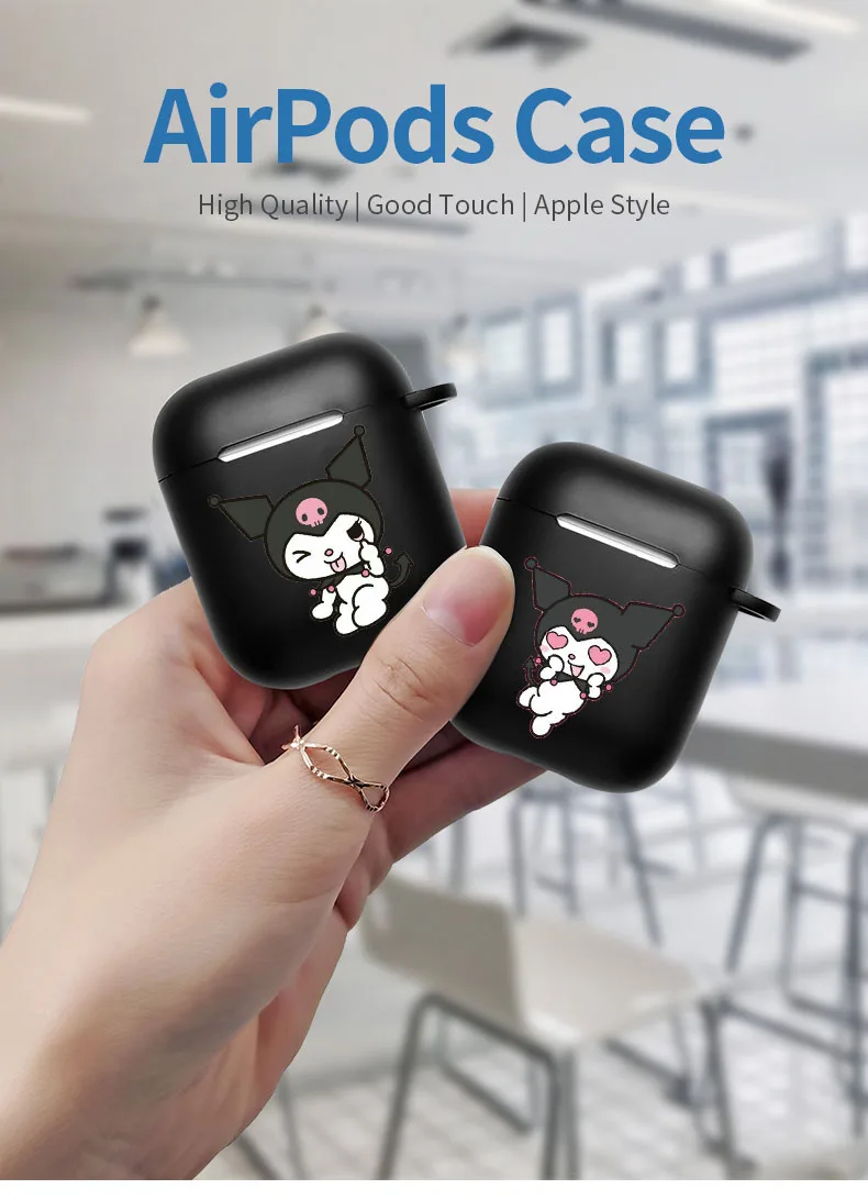 Kuromi милый Бакинский мягкий черный матовый чехол для наушников из ТПУ Airpods 2 1