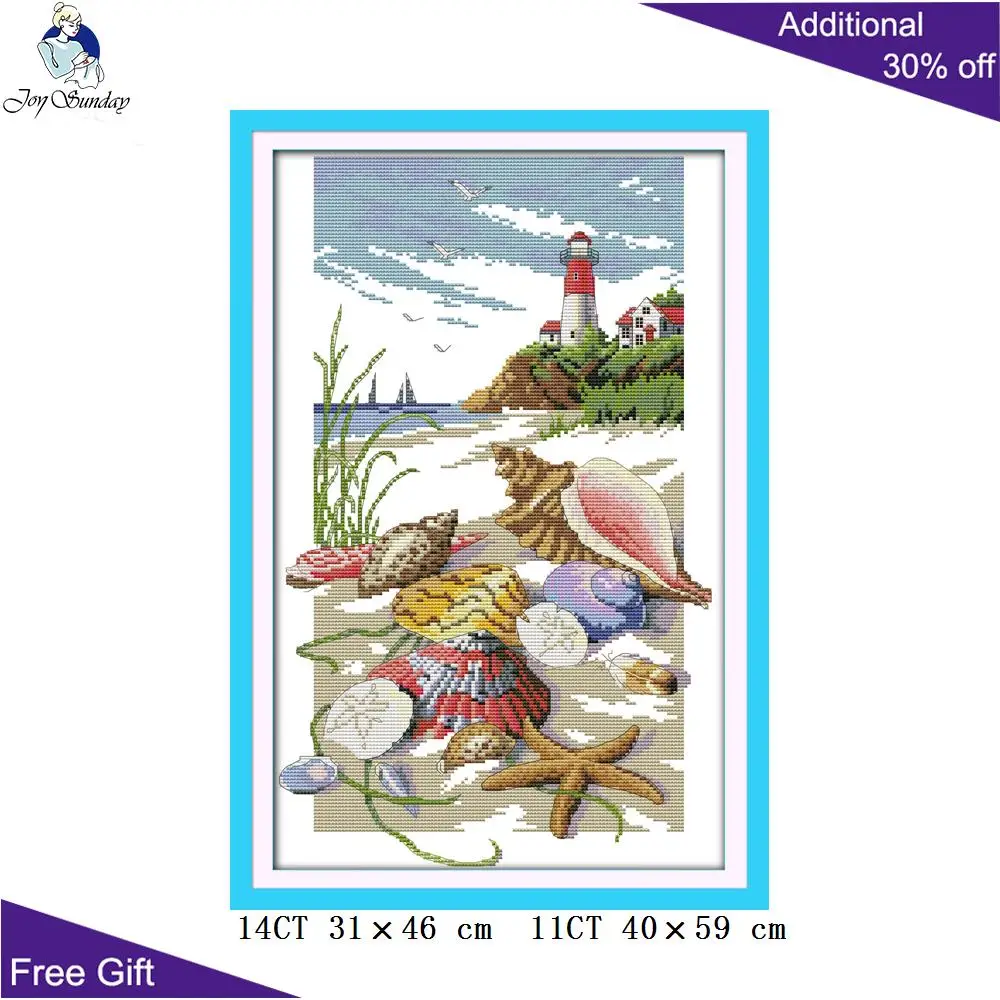 Joy Sunday Shell Маяк домашний декор F659(2) 14CT 11CT Счетный и Штампованный корпус Маяк вышивка DIY наборы для вышивки крестиком