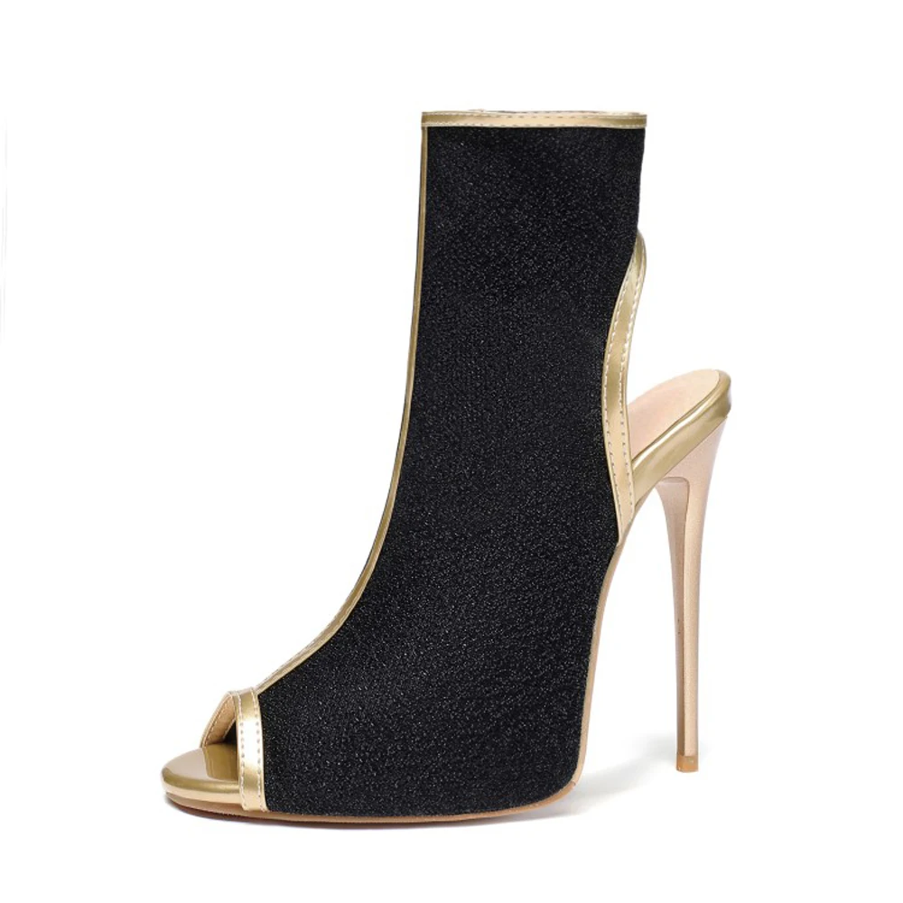 

LOVIRS Women's High Heel Peep Toe Gold Heel Pumps Slingback Ankle Pumps Side Zipper Sandals Dress Shoes Plus size 34-46