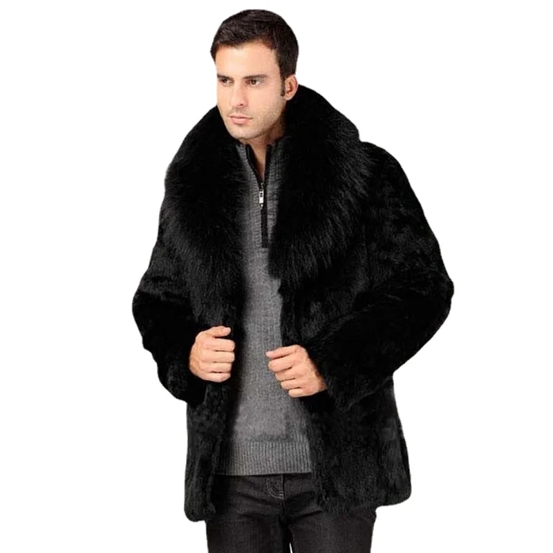 

S-6XL New Fashion Winter Clothing Plush Size Collar Casual Men's Faux Fox Fur Coat