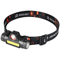 Mini lampe frontale à LED COB, Rechargeable par USB, étanche, légère et à Angle réglable, idéale pour l'alpinisme et la pêche de nuit 