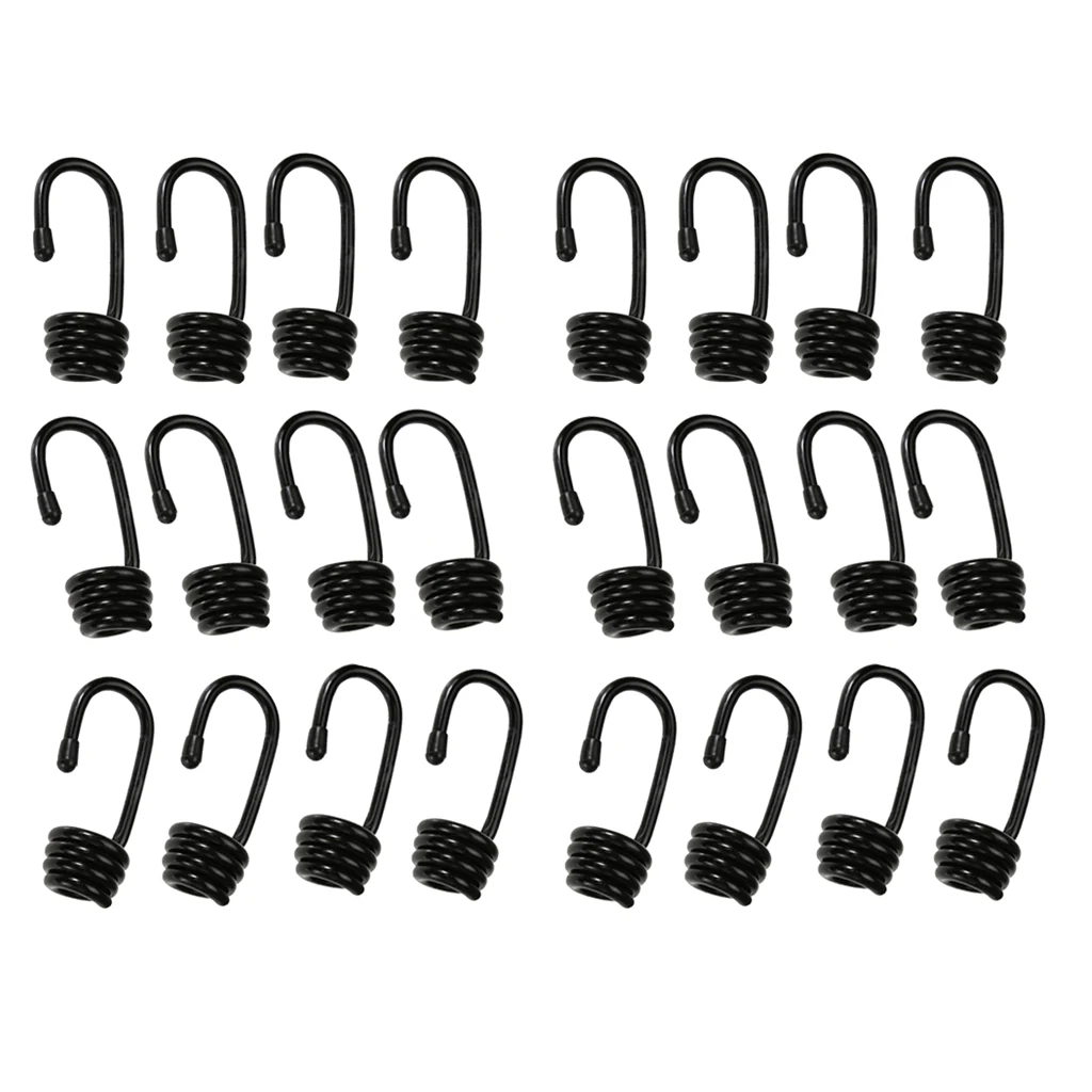 24 Pieces Bungee Shock Cord Hooks 6mm Metal Clips For Kayak Covers Sunshades