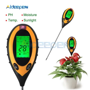

4 in 1 LCD Digital Soil Water PH Temperature Sunlight Light Tester Humidity Meter Soil Hygrometer For Agriculture Plants Flowers
