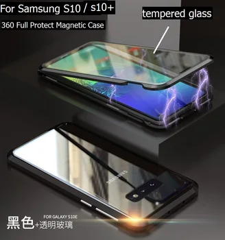 

360 full Magnetic Adsorption Case For Samsung Galaxy S10 5G S8 S9 Plus Note 10 Plus 9 8 Tempered Glass The front Back Cover Case