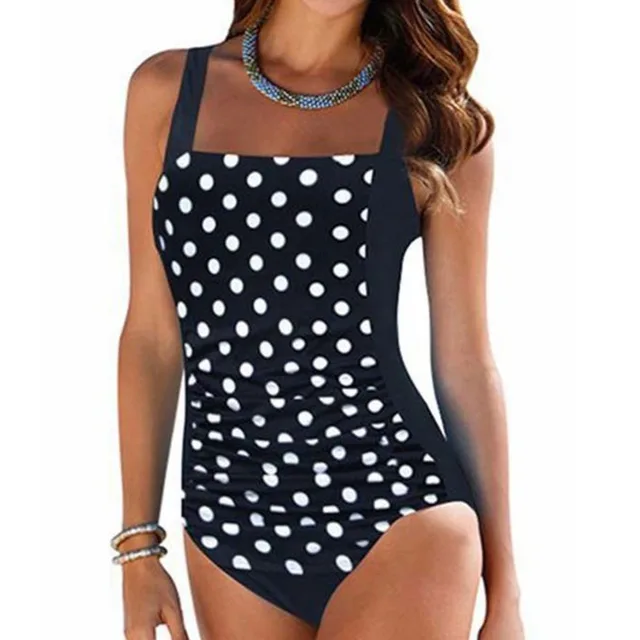 US $8.68 Sexy Dot One-Piece Large Swimsuits Closed Plus Size Swimwear For Pool Beach Body Bathing Suit Women