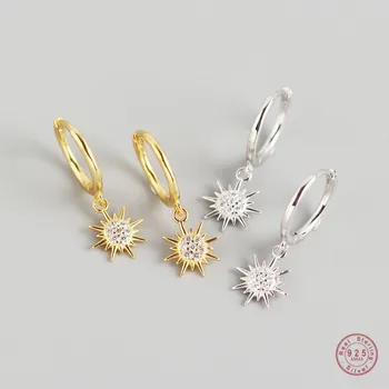 

100% 925 Sterling Silver Small Sun Star Pendant Stud Earrings Light Familiar Style Workplace Women Jewelry Accessories