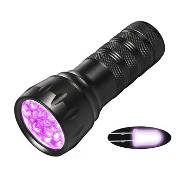 

New Arrival 21 Lamps Blacklight 395NM LED UV Flashlight Using 3*AAA Batteries Handheld MINI Purple Light Pet Stains Detector