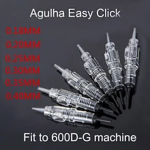 50 шт. в один клик игла для тату-машинок 0,18/0,2/0,25/0,3/0,35/0,4 мм 1RL Перманентный макияж патрон наконечник 600D-G для удаления татуажа бровей