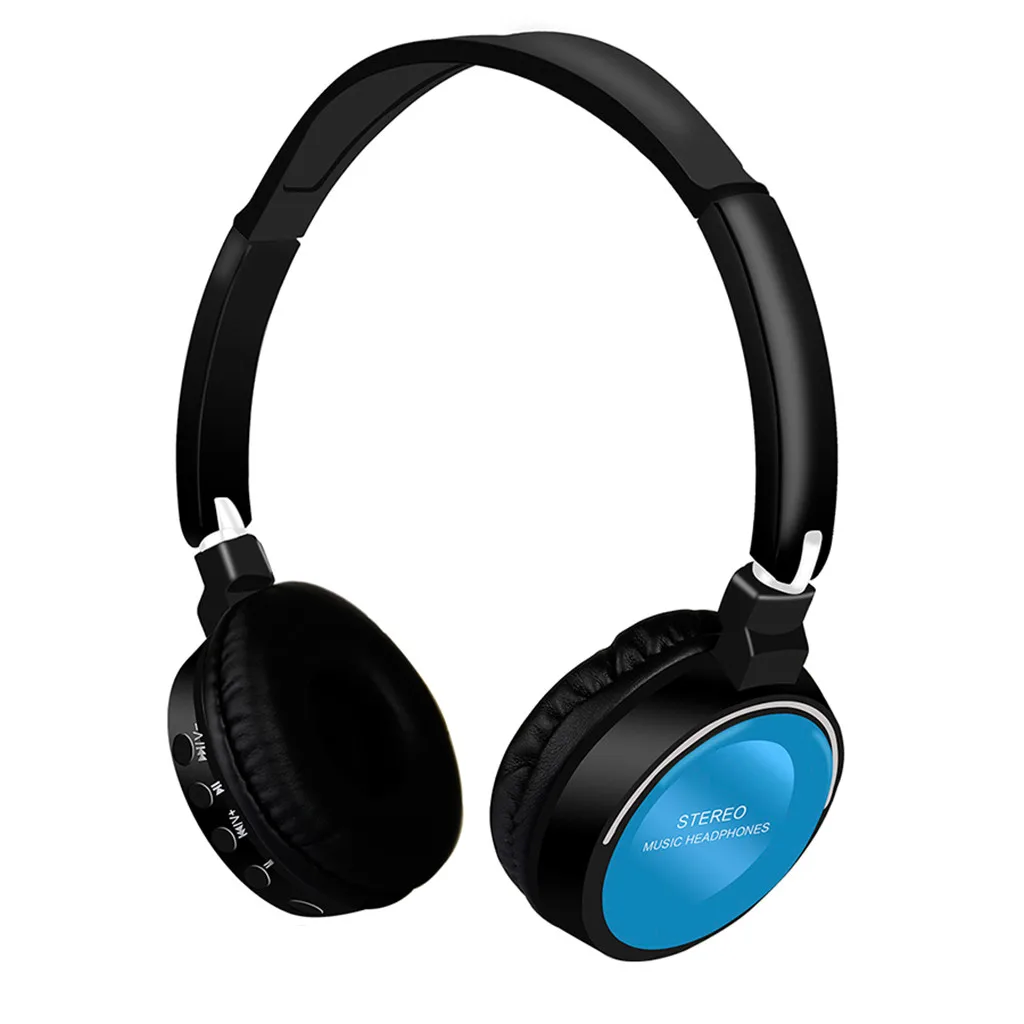 Портативные беспроводные наушники Bluetooth стерео Складная гарнитура аудио Mp3 регулируемые карты наушники с микрофоном для музыкальных игр - Цвет: Blue