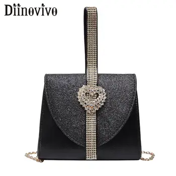 

DIINOVIVO Banquet Diamond Handbag Women Luxury Heart Decoration Shoulder Messenger Bags Ladies Small Clutch Bag Female WHDV1449