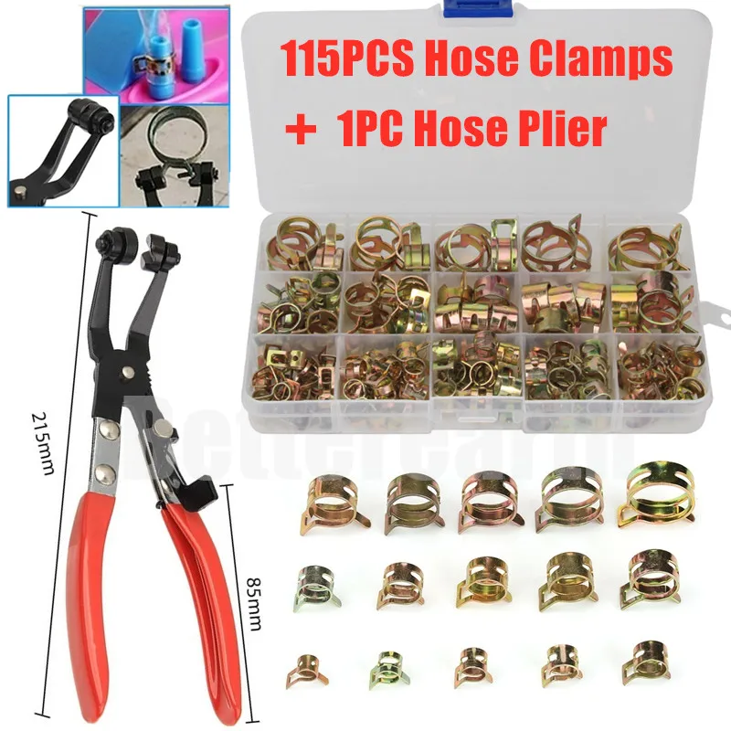 Spring Hose Clamp Pliers 115-Piece Spring Clip Hose Clamp Assortment Kit - 6mm To 22mm Sizes, Zinc Plated Steel Fasteners Fuel Line Plastic Clips - Foto 10