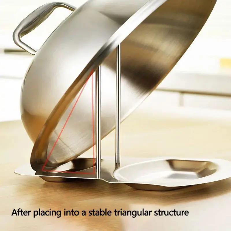 Stainless Steel Lid And Spoon Rack, Pan Pot Cover Lid Rack Shelf Stand Holder Spoon Kitchen Tool
