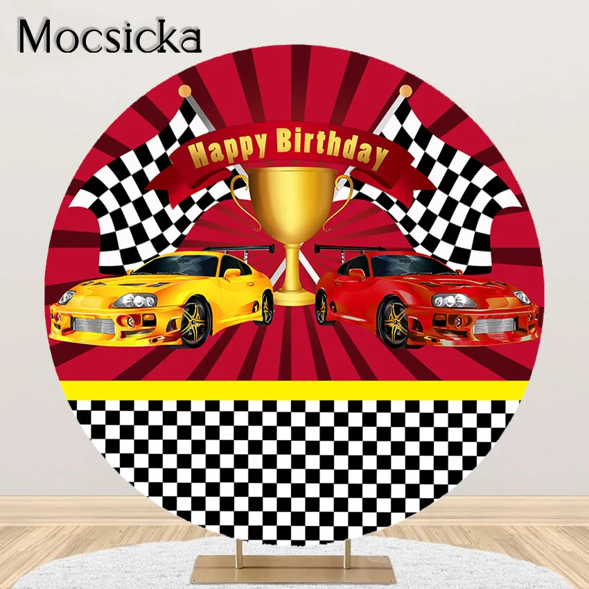 Mocsicka Racing Car Party Photography Background Red Race Car Birthday  Party Decoration Round Circle Backdrop Cover Elastic - Backgrounds -  AliExpress