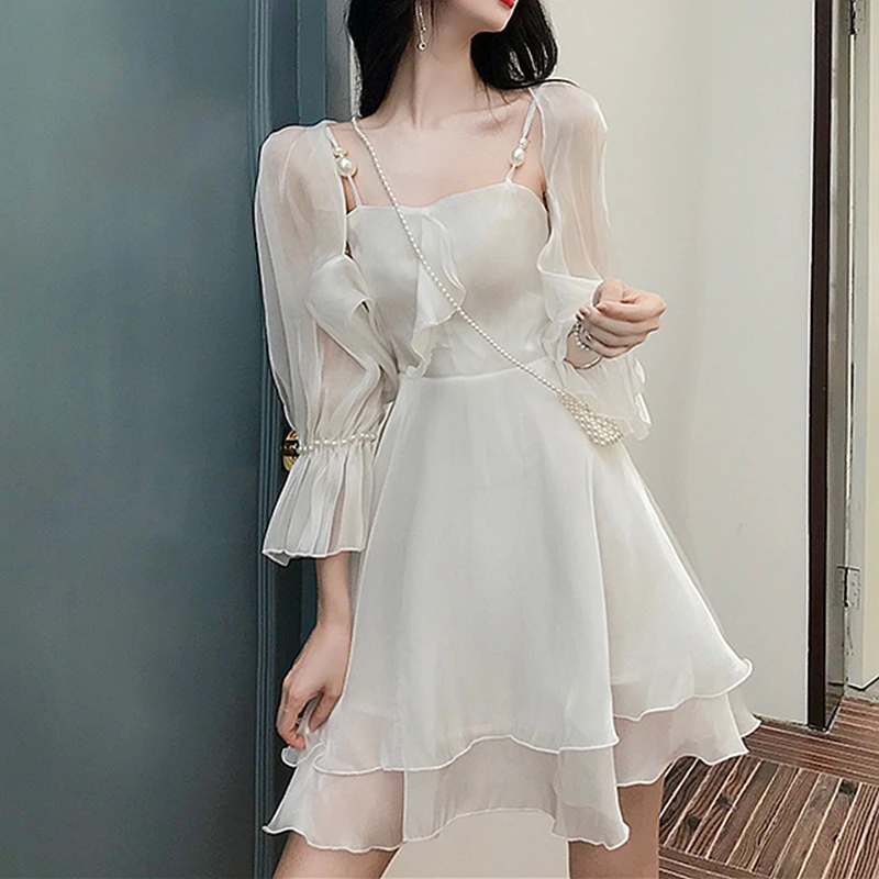

morality show thin tall waist shawl skirt with shoulder straps
