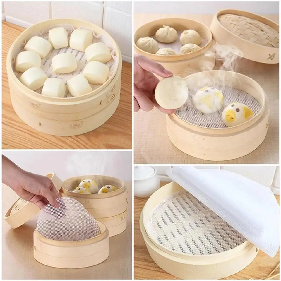 GUCUJI 4Pcs 30,5 cm antiaderente Silicone Vapore Liner Mesh Mat Pad Al Vapore Panini Al Vapore gnocchi Cottura Pasticceria Dim Sum Mesh