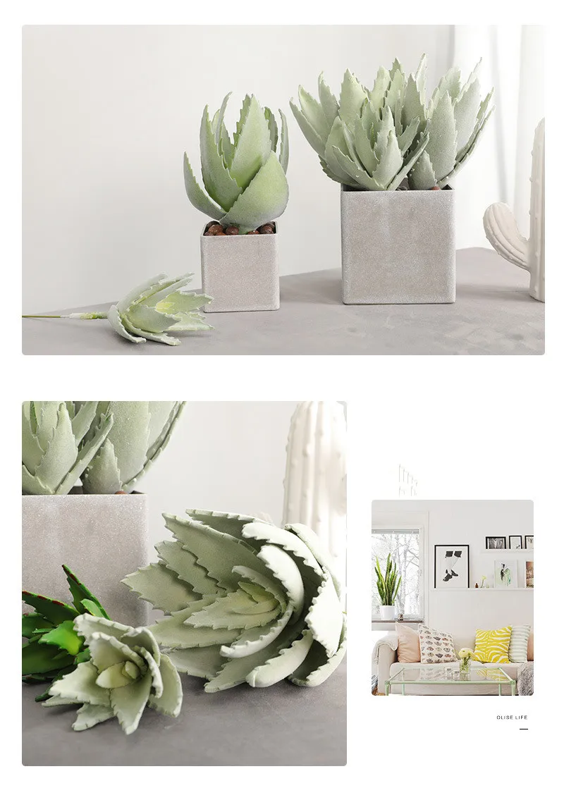 High Quality Simulation Of Succulent Aloe Vera Plant Diy Succulent Home Decor Nordic Green Plant Fake Succulent Plant QW59 (6)