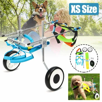 

2 Wheel 5" Pet Dog Cat Wheelchair Aluminium Walk Cart Scooter For Handicapped Hind Leg XS/S Model Pet Weight 3-15kg can Adjusted