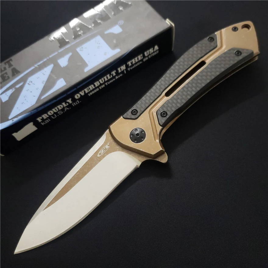 Lism Store горизонтальные складные ножи M390 лезвие стали+ CF ручка Открытый Тактический Кемпинг выживания карманный нож EDC инструменты - Цвет: Коричневый