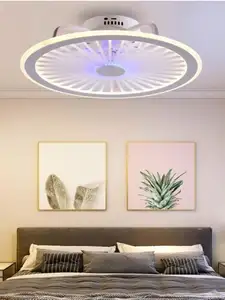 Акриловый умный потолочный вентилятор, современный дизайн, светодиодная креативная лампа для спальни, кабинета, ресторана, трехцветный пот...