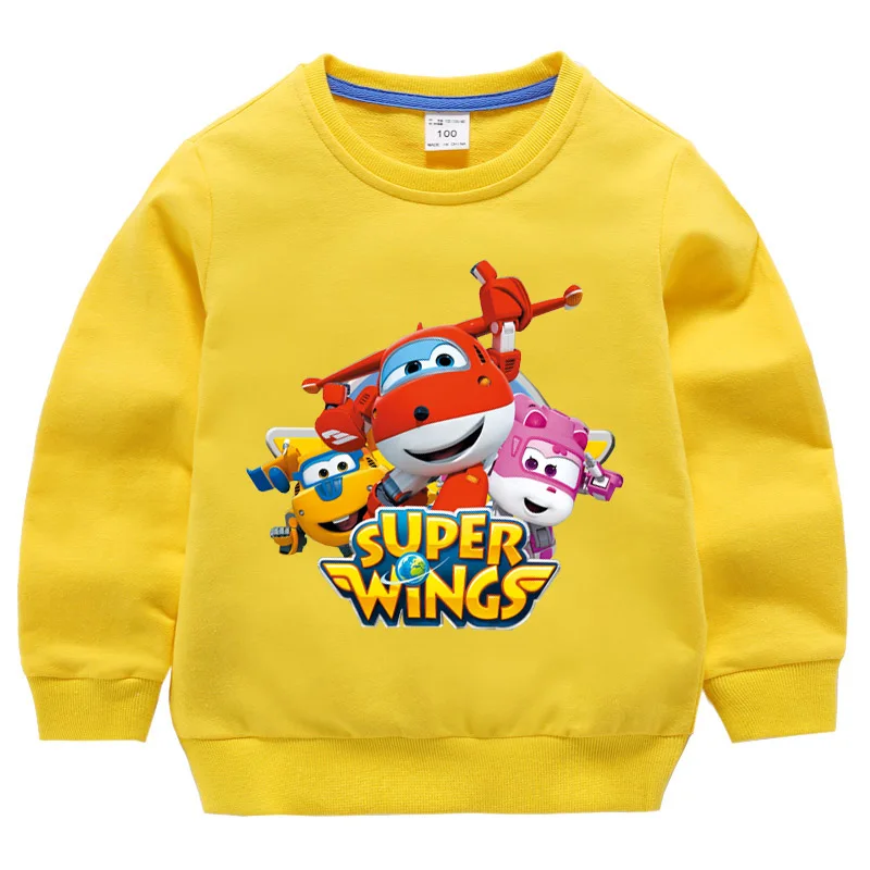  1-10Y Costume Jet Super Wings Clothes Girls Tops Long Sleeve tshirt Kids Cartoon Hoodies Baby Boy T