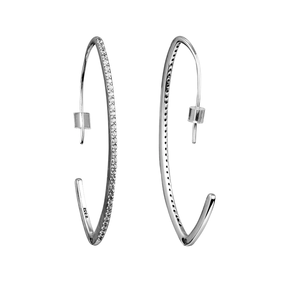 Женские серьги-кольца из серебра 925 пробы с подвеской | Украшения и аксессуары