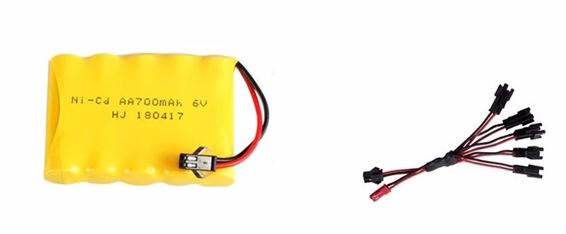 SM Plug) 6 в 700 мАч батарея+ USB зарядное устройство для радиоуправляемых игрушек автомобили танки поезда роботы лодки пистолеты Ni-CD AA 6 в перезаряжаемый аккумулятор - Цвет: Красный