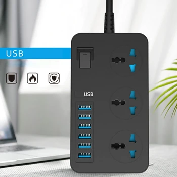 

Office with Line Switch Row Travel Multi-Hole Power Socket Plug-in Board USB Smart Plug Row(US Plug)