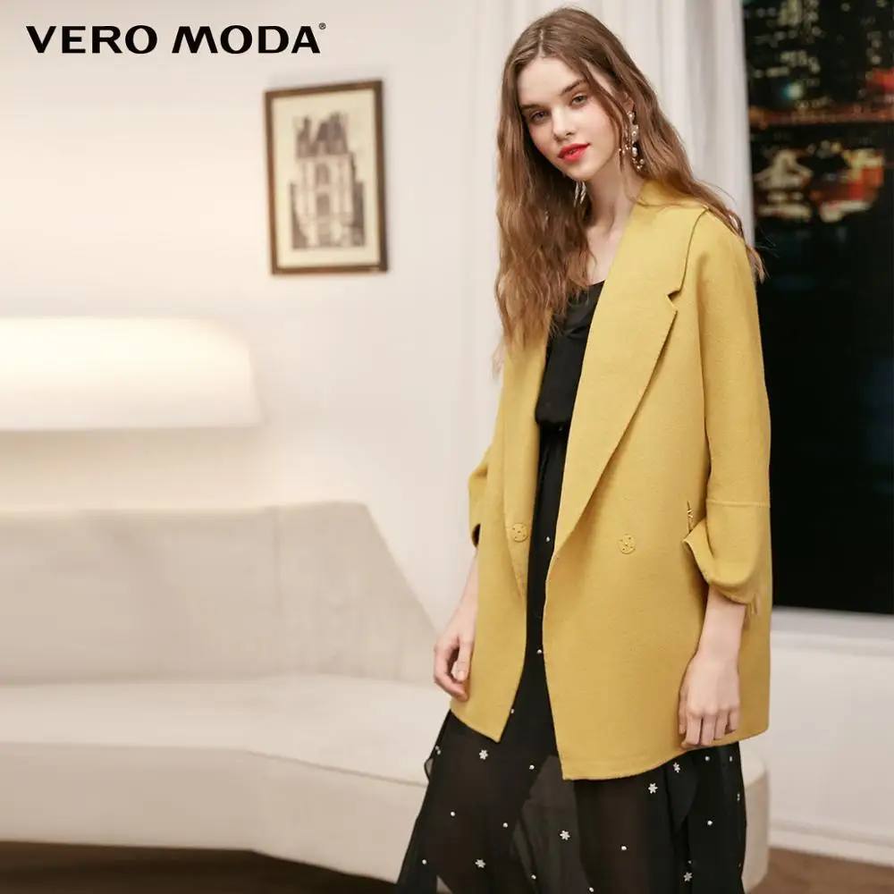 Vero Moda пальто женское парка женская зимняя куртка для женщин О товаре Для женщин шерсти светильник фиолетового цвета с круглым вырезом Форма чистый Шерстяное пальто | 318327525