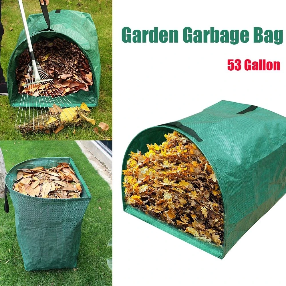 Konren 53 Gallon Garden Deciduous Bag Garden Bag for Collecting Leaves Reuseable Heavy Duty Gardening Bags Garden Garbage Bag with Handrail Yard Waste Bag 