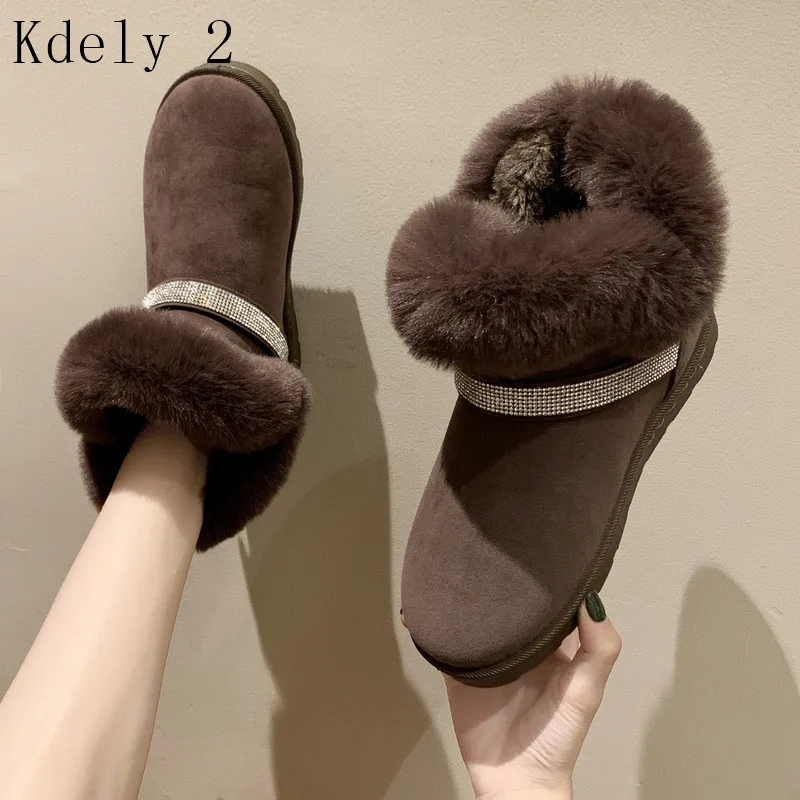 

Women Snow Boots Warm Short Fur Plush Winter Ankle Boot Plus Size Platform Ladies Suede Zip Shoes Female Comfort Drop Shipping