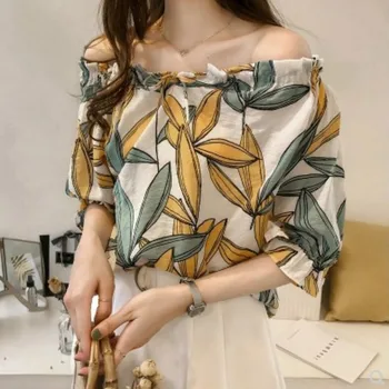 

2020 Women Blouse Ladies Long Sleeve Off Shoulder Shirt Corset 2020 Summer Fashion Slash neck Office Lady