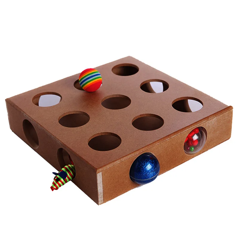 Интерактивная игрушка для кошек, коробка-головоломка, деревянная игрушка для игры в прятки, игрушка для кошки-мышки и головоломка, кормушка, очаровательные игрушки для кошек