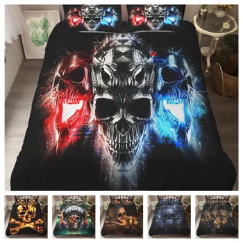 

Hot Style Bedding Set 3d Digital Skulls Printing 2/3pcs Duvet Cover & Pillowcases Set with Zipper Closure UK/AU/US Size