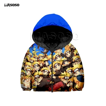 

LIASOSO new 3D Print children Down jacket Anime NARUTO Uzumaki Naruto Hyuga Hinata Down jacket Kakashi Sakura Tops kids Pullover