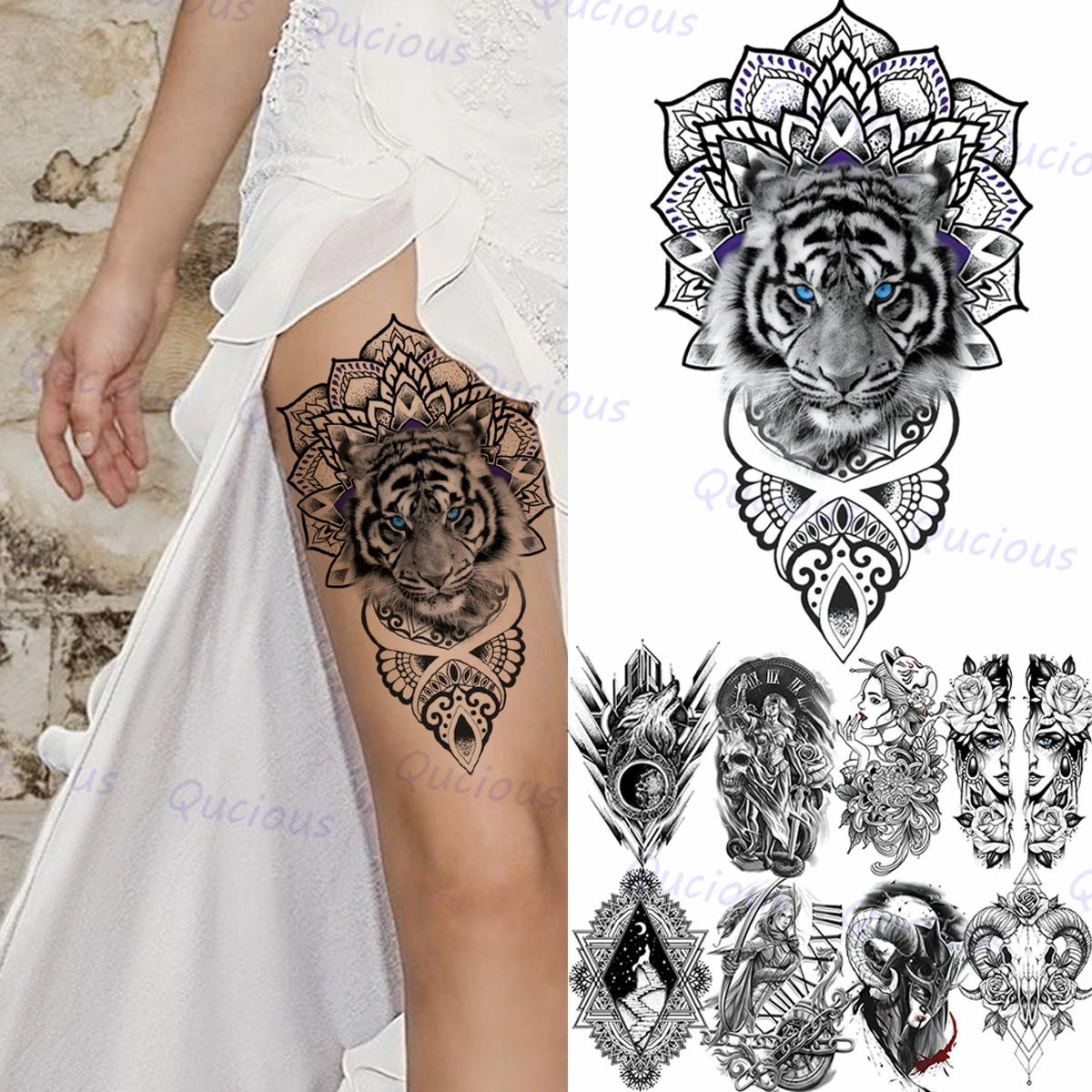 Tatouage Femme Tigre Tribal Faux Tatouages Temporaires À Géométrie De Tigre Mandala Pour Femmes Et  Hommes, Déesse Tribale Loup, Réaliste, Sexy, Art Corporel, À Usage Unique -  Temporaire Tatouages - AliExpress
