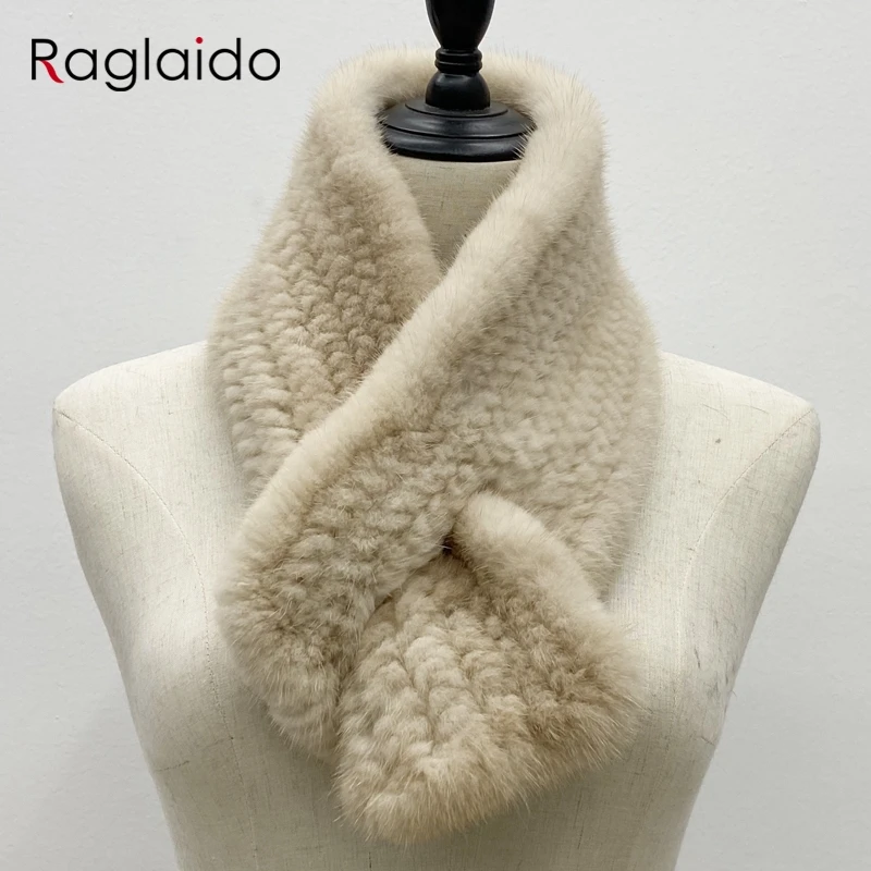 2025New Sciarpa di pelliccia di visone per donna Scialli femminili morbidi e caldi invernali Elegante scaldacollo solido 80 cm x 12 cm 4