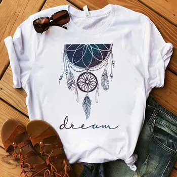 

2020 Women's T-shirt Harajuku Flower Print O-neck Top Female T Shirt Kawaii Retro Summer Casual Streetwear Ladies Clothes