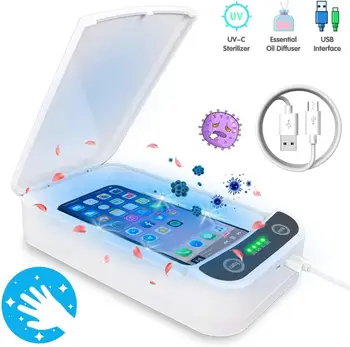 

UV Lights Cell Phone Sanitizer Box Sterilizer with USB Charging Aromatherapy Function Disinfector Cleaner for IPhone IOS Android