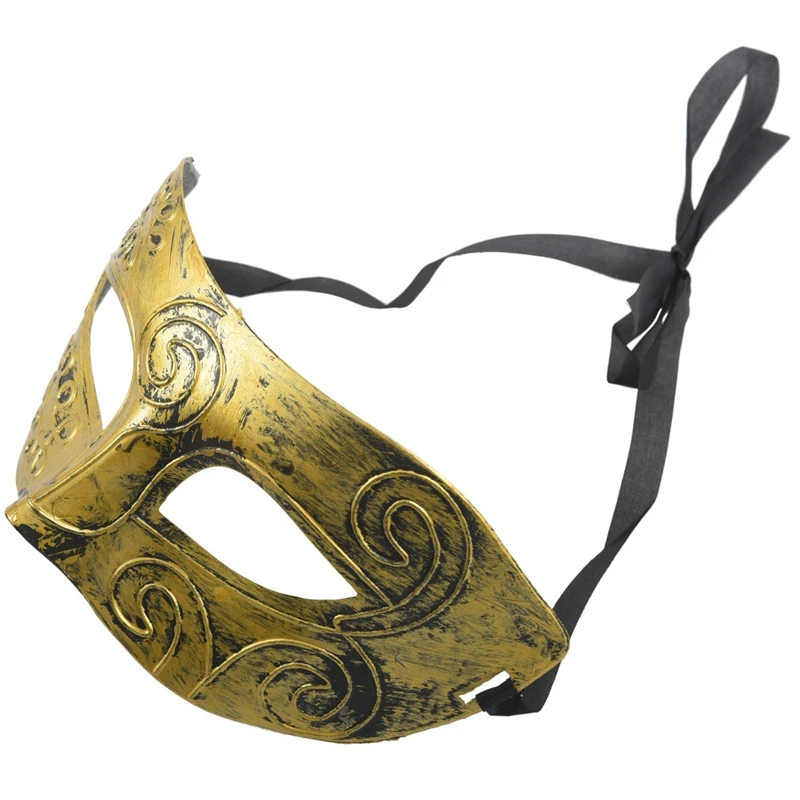 Мужские маскарадные греко-римские маски для лица, маскарадные маски для маскарада золотого цвета