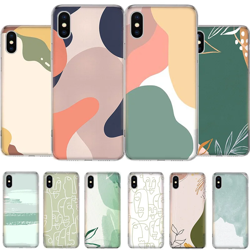 

Abstract Art Lines candy green Phone Case For iPhone 11 12 6 6s 7 8 Plus X XS XR Pro Max MINI 5 5s SE Cover Coque soft Silicone