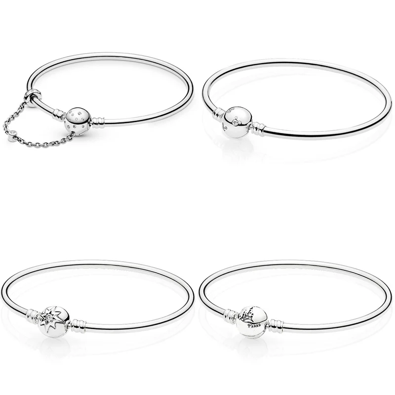 

Sparkling Polka-dot Stone-embellished Ball Bright Clasp Bangle Fit Bracelet 925 Sterling Silver Bead Charm Fine Jewelry