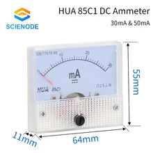 

Scienode 30mA 50mA Ammeter HUA 85C1 DC 0-30mA 0-50mA Analog Amp Panel Meter Current for CO2 Laser Engraving Cutting Machine Kits