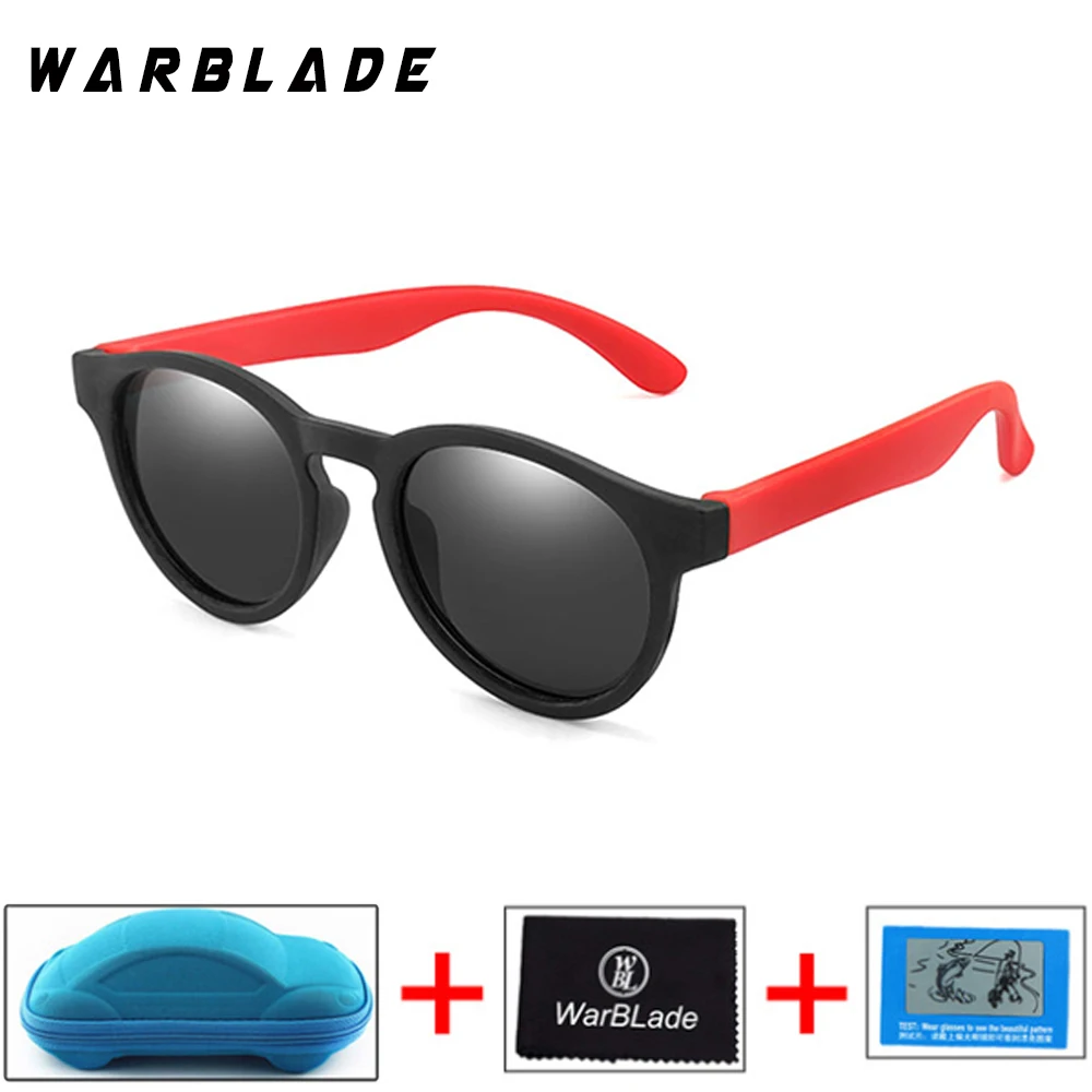 black red grey Nodare детские солнцезащитные очки, поляризационные, для маленьких мальчиков и девочек круглые солнцезащитные очки с автомобиля чехол UV400 ребенок солнцезащитные очки силиконовые очки - Цвет линз: black red grey
