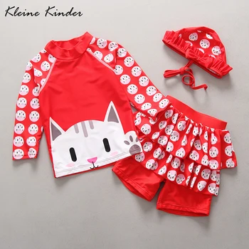 

Girls Swimwear 3 Pieces Long Sleeve Children's Swimsuit UPF50 Sun Protection Bath Clothes for Girl Kids Swimming Suit Beachwear