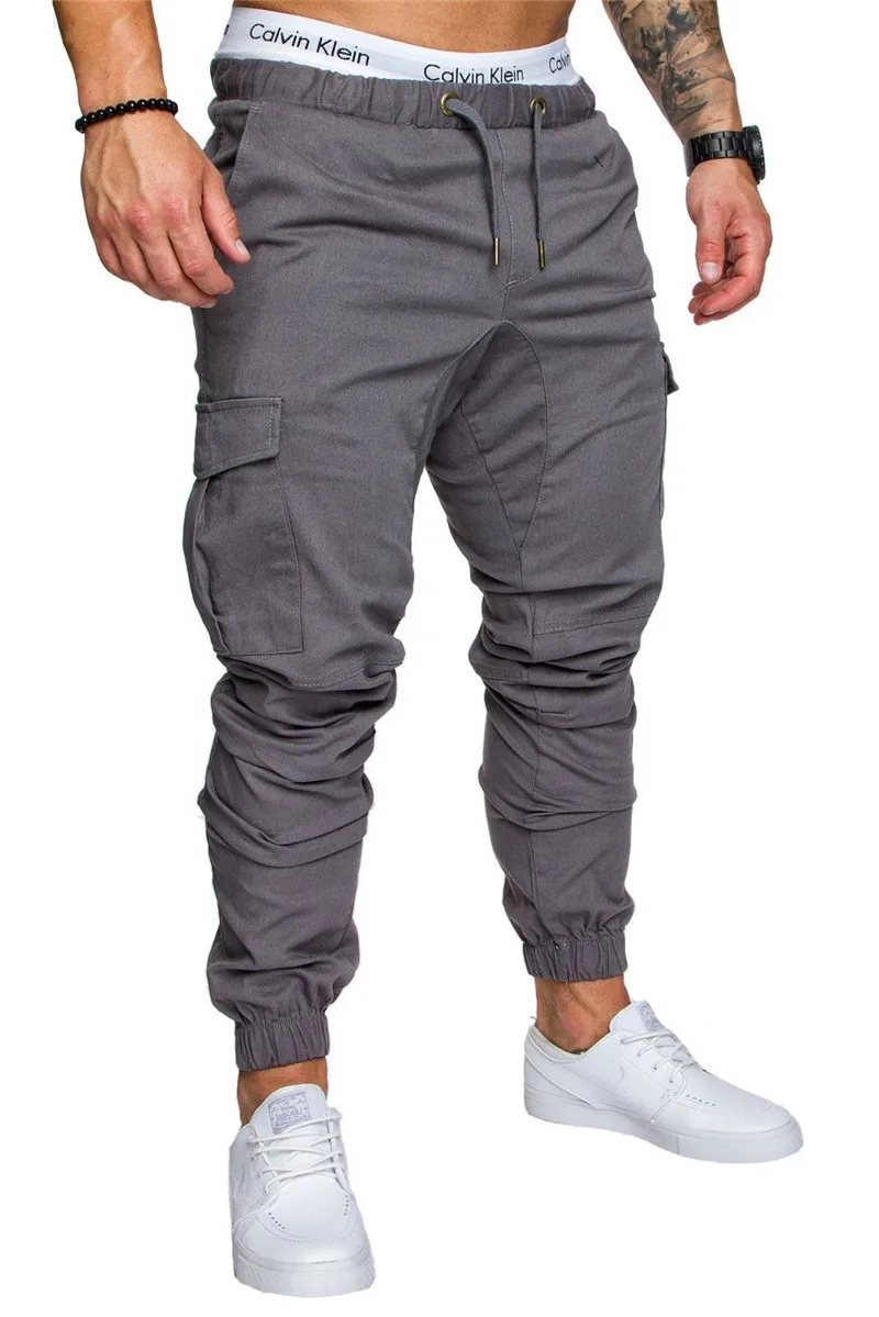 picture color More Colors New Men Pants Hip Joggers Fashionable Overalls Trousers Casual Pockets Solid color Mens Sweatpants - Цвет: picture color