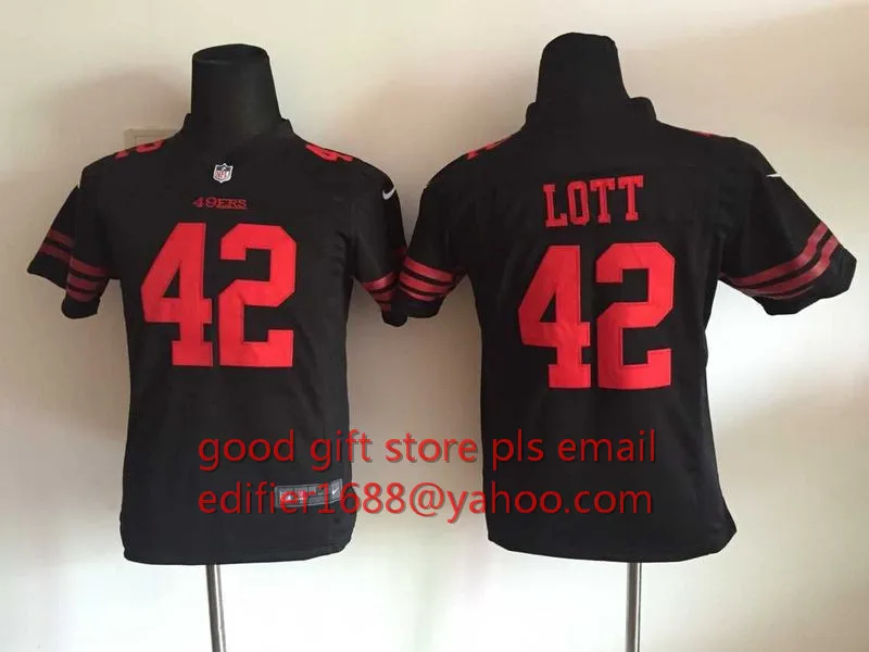 Сшитый Молодежный Сан-Франсиско s Детский 16 Joe Монтана 42 Ronnie Lott 80 Jerry Rice 82 Torrey Smith 81 Anquan Boldin Джерси - Цвет: Зеленый