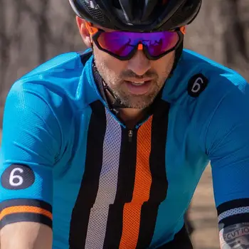 

Twin 6 New Shearing technique Summer short sleeve cycling Jersey suit Blue bicycle clothing Bike shirt and black bib shorts