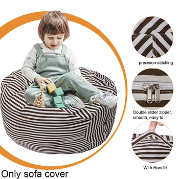 

DIY Gaming Plush Toy Washable No Filling Zipper Accessories Canvas Round Storage 80cm Organizer Bean Bag Sofa Cover Home Decor