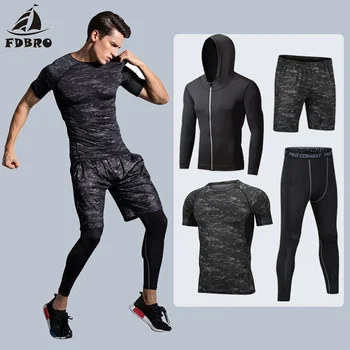 

Men Jogging Fitness Training Running Set Sportswear Black Compression Sports Suit Elastic Tracksuit Breathable Workout Clothes